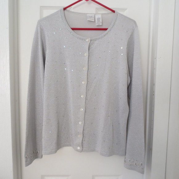 Emma James Sweaters - Sparkly Grey Silk Sweater by Emma James